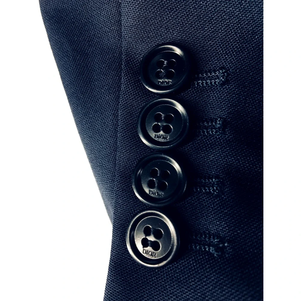 50R Dior Mens Canvassed 2 Button 100% Wool Blazer Jacket Dark Navy EUR 60R
